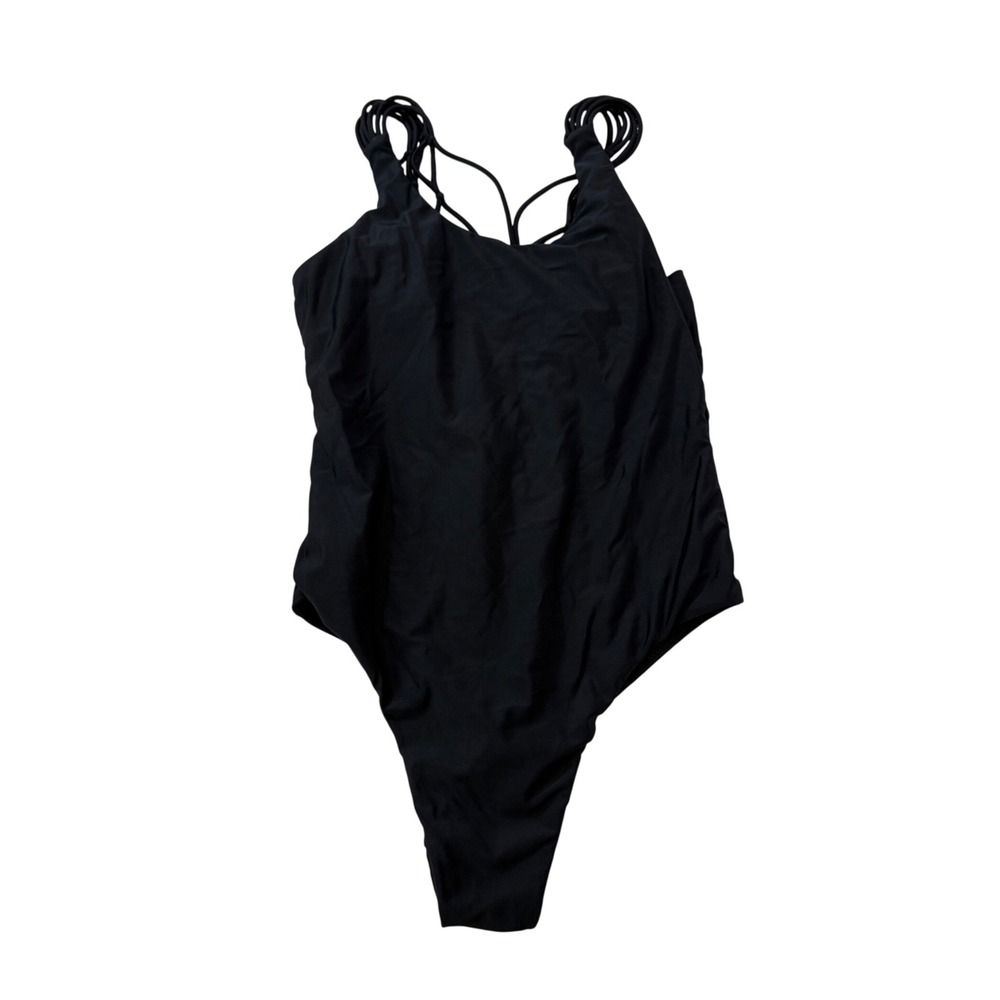 Altar'd State One Piece Swimsuit Small Black Strappy Minimalist Edgy Basic Sun